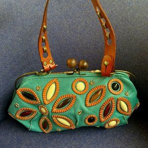 Jamin Puech Leather Blue Beaded Shoulder Bag